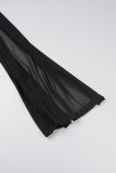 Black Sexy Patchwork Hollowed Out Sequins Half A Turtleneck Skinny Romper