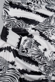 Black Sexy Casual Print Backless Slit Spaghetti Strap Long Dress Dresses