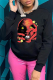 Black Casual Daily Print Patchwork O Neck Tops