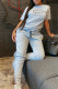 Light Gray Casual Print Patchwork Draw String O Neck Short Sleeve Two Pieces