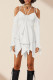 White Street Solid Bandage Patchwork Asymmetrical Collar Irregular Dress Dresses