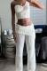 White Casual Solid Hollowed Out Backless One Shoulder Sleeveless Two Pieces