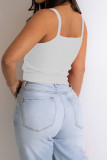 Blue Sexy Casual Solid Backless Spaghetti Strap Tops