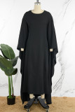 Black Casual Solid Basic O Neck Long Dress Dresses