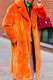 Orange Casual Solid Cardigan Turndown Collar Outerwear