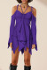 Purple Street Solid Bandage Patchwork Asymmetrical Collar Irregular Dress Dresses