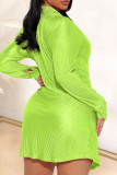 Red Casual Solid Patchwork Buckle Shirt Collar Shirt Dress Dresses