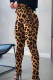 Leopard Print Street Print Patchwork Cross Straps Skinny High Waist Pencil Full Print Bottoms