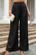 Black Sweet Solid Patchwork Draw String Straight Mid Waist Straight Solid Color Bottoms