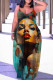 Brown Sexy Casual Print Backless Spaghetti Strap Long Dress Dresses