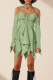 Green Street Solid Bandage Patchwork Asymmetrical Collar Irregular Dress Dresses