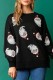 Black Casual Santa Claus Sequins O Neck Tops