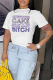 White Casual Street Print Patchwork Letter O Neck T-Shirts