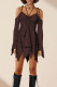 Brown Street Solid Bandage Patchwork Asymmetrical Collar Irregular Dress Dresses