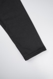 Black Casual Solid Basic Hooded Collar Long Sleeve Two Pieces