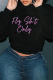 Black Casual Daily Print Patchwork Letter O Neck Tops