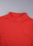 Red Casual Solid Tassel Patchwork O Neck Long Sleeve Two Pieces