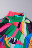 Colour Casual Not Positioning Printed Basic Turtleneck Long Sleeve Two Pieces