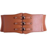 Brown College Solid Buttons Belts