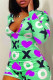 Light Green Living Letter Patchwork Rompers