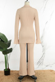 White Casual Solid Patchwork Turndown Collar Long Sleeve Two Pieces
