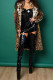 Leopard Print Casual Cardigan Turndown Collar Outerwear