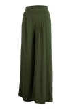 Ink Green Fashion Casual Solid Patchwork Regular High Waist Conventional Solid Color Bottoms