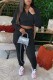 Black Casual Solid Basic Zipper Collar Long Sleeve Two Pieces