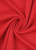 Red Casual Solid Tassel Patchwork O Neck Long Sleeve Two Pieces