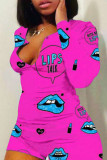 Red Blue Living Letter Patchwork Rompers