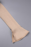 White Casual Solid Patchwork Turndown Collar Long Sleeve Two Pieces