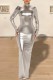 Silver Casual Solid Backless Turtleneck Long Dress Dresses