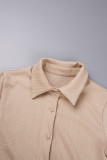 White Casual Solid Patchwork Turndown Collar Long Sleeve Two Pieces