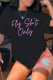 Black Street Print Patchwork Letter O Neck T-Shirts