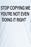 White Street Daily Print Patchwork Letter O Neck T-Shirts