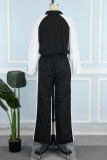 Purple Casual Solid Patchwork Draw String Pocket Buckle Turndown Collar Long Sleeve Two Pieces