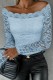 Blue Casual Solid Basic Off the Shoulder Tops