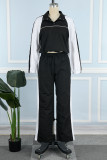 Purple Casual Solid Patchwork Draw String Pocket Buckle Turndown Collar Long Sleeve Two Pieces