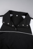 Purple Casual Solid Patchwork Draw String Pocket Buckle Turndown Collar Long Sleeve Two Pieces