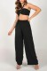 Black Casual Solid Backless Strapless Sleeveless Two Pieces