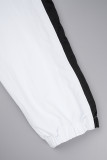 Purple Casual Solid Patchwork Draw String Pocket Buckle Turndown Collar Long Sleeve Two Pieces