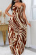 Brown Sexy Casual Print Basic Spaghetti Strap Long Dress Dresses