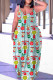 Light Blue Sexy Casual Print Basic Spaghetti Strap Long Dress Dresses