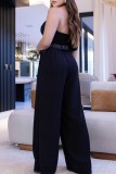 Black Casual Solid Backless Strapless Sleeveless Two Pieces