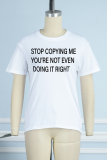 White Street Daily Print Patchwork Letter O Neck T-Shirts