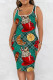 Green Casual Print Basic U Neck Vest Dress Dresses