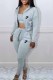 Light Gray Casual Print Letter Hooded Collar Long Sleeve Three Pieces