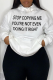 White Casual Print Draw String Letter Hooded Collar Tops