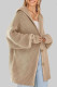 Khaki Casual Solid Patchwork Buckle Hooded Collar Outerwear