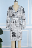 Camouflage Casual Print Patchwork Draw String Pocket Hooded Collar Printed Dress Dresses